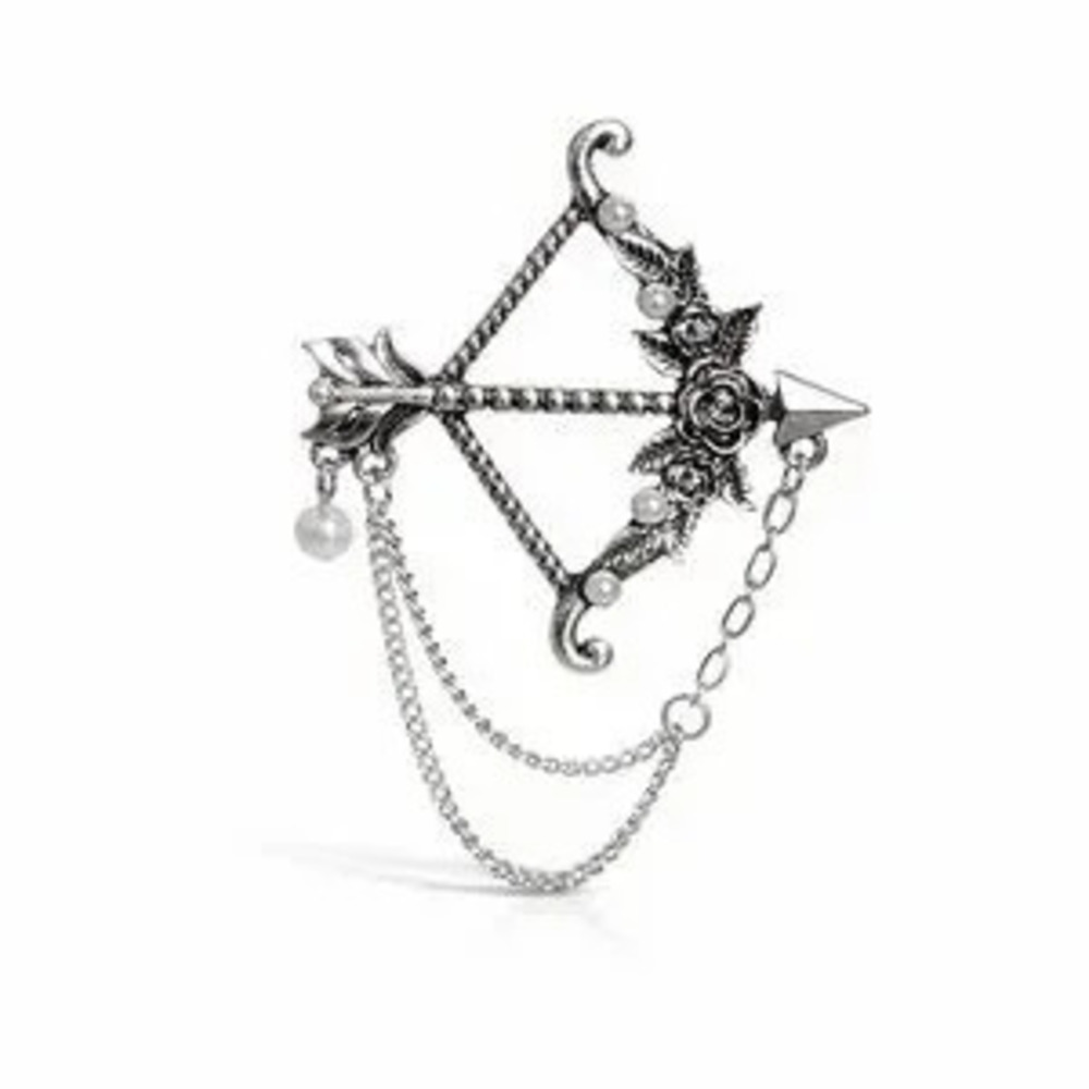 ?? Elegant Silver Bow and Arrow Brooch